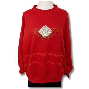 VINTAGE Red plus size monogrammed letter P sweatshirt ~ Paisley 2X XXL 3X top